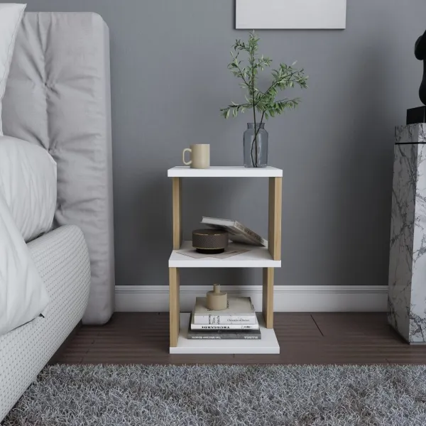 Nočný stolík Carter - White, Oak