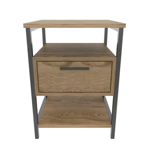 Nočný stolík Alba - Black, Oak