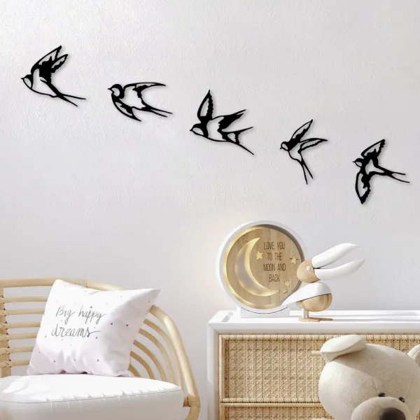 Dekoratívny kovový doplnok na stenu Swallows - 303