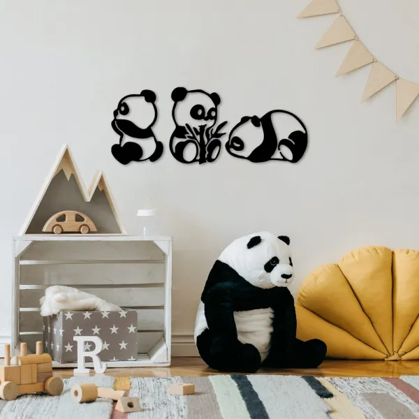 Dekoratívny kovový doplnok na stenu Pandas - 298