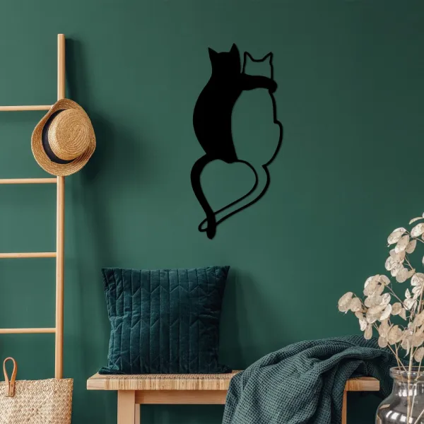 Dekoratívny kovový doplnok na stenu Love Cats - 478