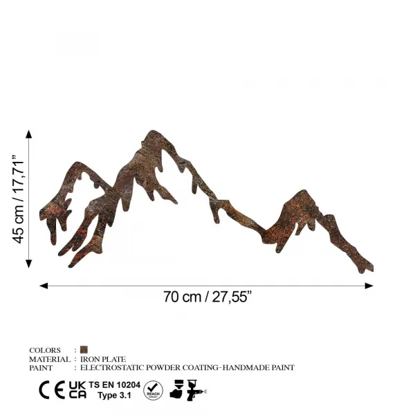 Dekoratívny kovový doplnok na stenu Rusty Mountain