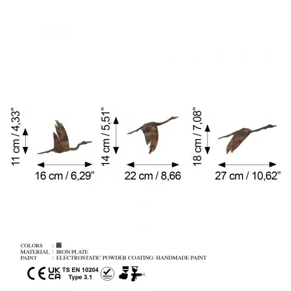 Dekoratívny kovový doplnok na stenu Rusty Birds 1