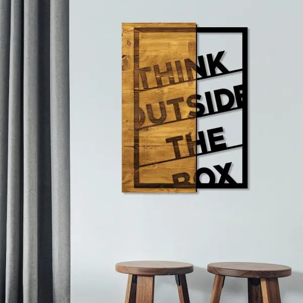Dekoratívny drevený doplnok na stenu Think Outside The Box