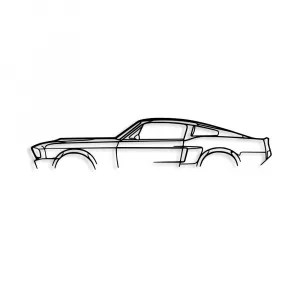 Dekoratívny kovový doplnok na stenu 1967 Ford Mustang Shelby GT500 Silhouette