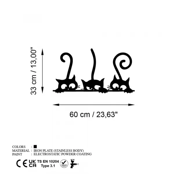Dekoratívny kovový doplnok na stenu Cat 5