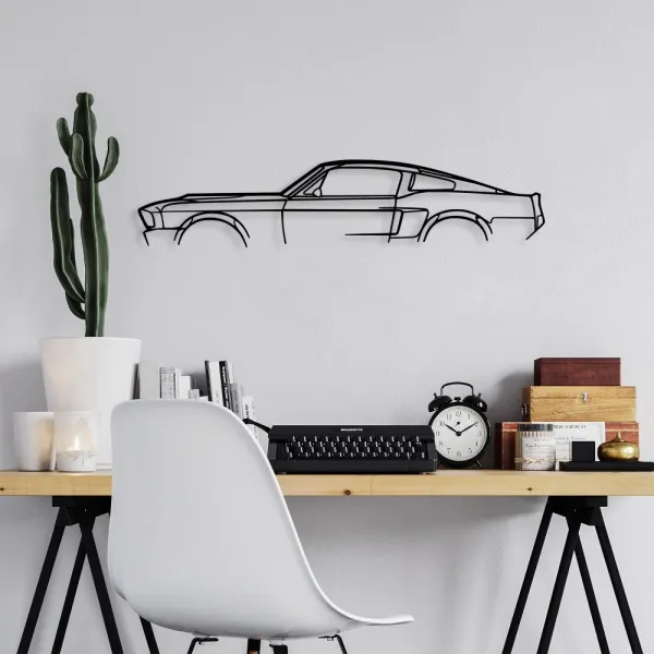 Dekoratívny kovový doplnok na stenu 1967 Ford Mustang Shelby GT500 Silhouette
