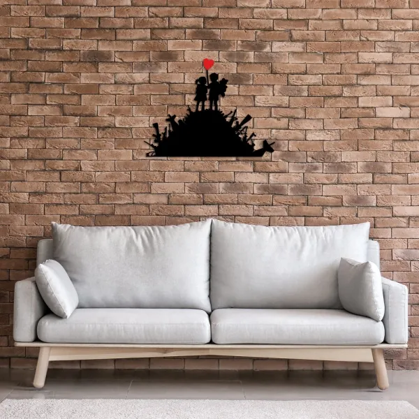 Dekoratívny kovový doplnok na stenu Banksy - 1