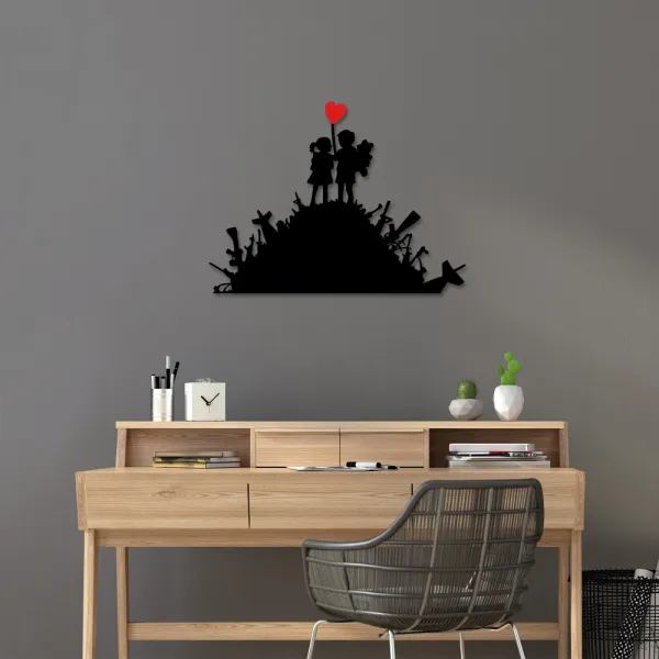 Dekoratívny kovový doplnok na stenu Banksy - 1