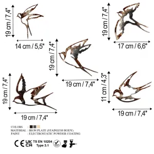 Dekoratívny kovový doplnok na stenu Birds-2