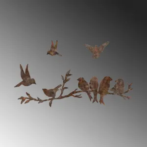 Dekoratívny kovový doplnok na stenu Rusty Birds 2
