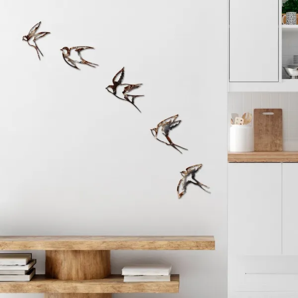 Dekoratívny kovový doplnok na stenu Birds-2