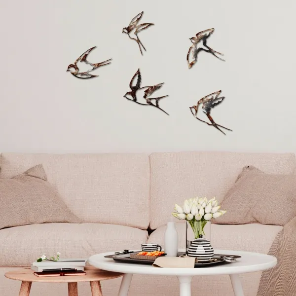 Dekoratívny kovový doplnok na stenu Birds-2