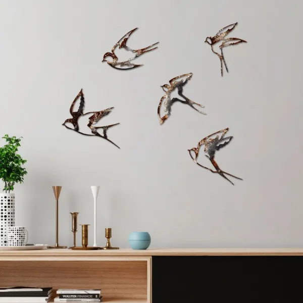 Dekoratívny kovový doplnok na stenu Birds-2