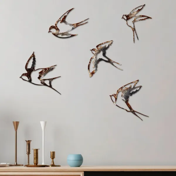 Dekoratívny kovový doplnok na stenu Birds-2