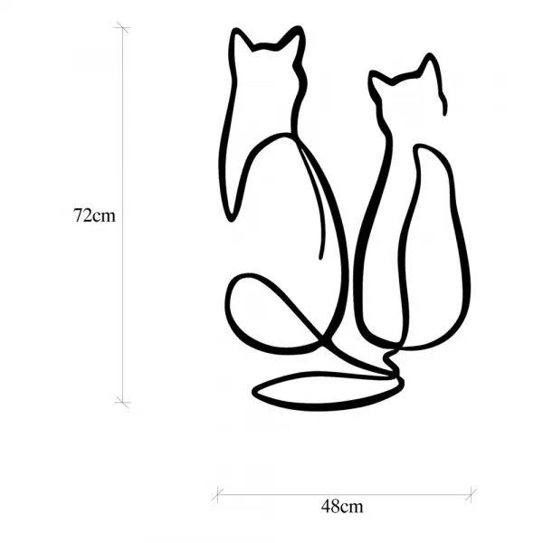 Dekoratívny kovový doplnok na stenu Couple Cat Love