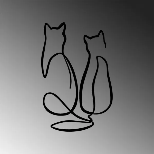 Dekoratívny kovový doplnok na stenu Couple Cat Love
