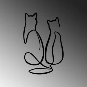 Dekoratívny kovový doplnok na stenu Couple Cat Love