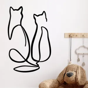 Dekoratívny kovový doplnok na stenu Couple Cat Love