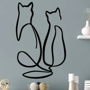 Dekoratívny kovový doplnok na stenu Couple Cat Love