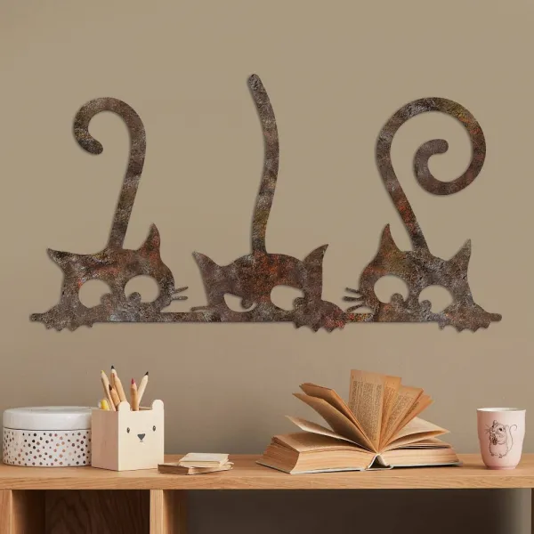 Dekoratívny kovový doplnok na stenu Rusty Cats 1