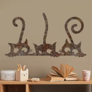 Dekoratívny kovový doplnok na stenu Rusty Cats 1