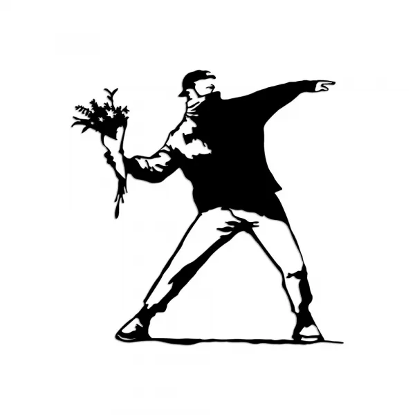 Dekoratívny kovový doplnok na stenu Banksy Metal 01