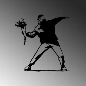 Dekoratívny kovový doplnok na stenu Banksy Metal 01