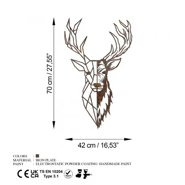 Dekoratívny kovový doplnok na stenu Rusty Deer 3