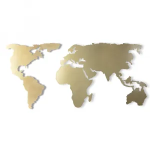 Dekoratívny kovový doplnok na stenu World Map Silhouette - Gold