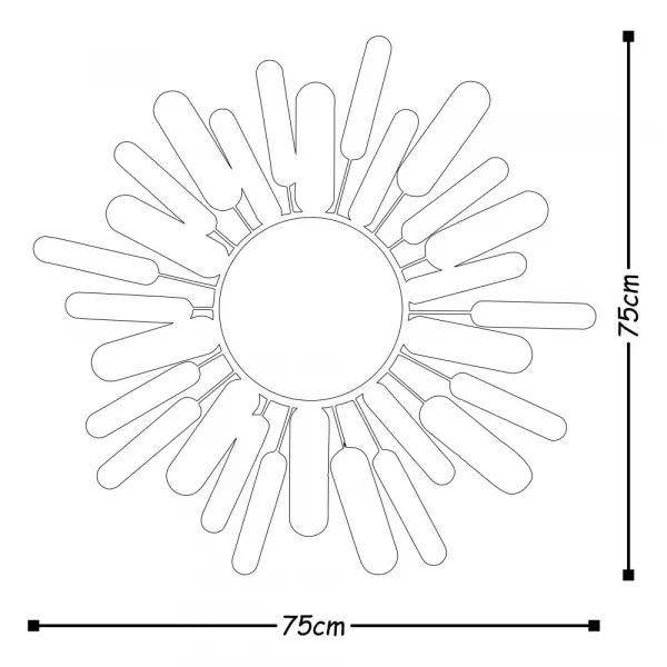 Dekoratívny kovový doplnok na stenu Metal Art Mirror Sun