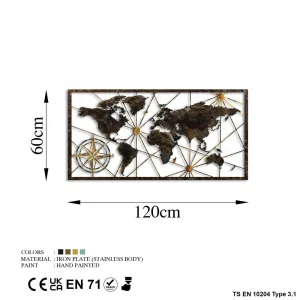 Dekoratívny kovový doplnok na stenu World Map Large - 1