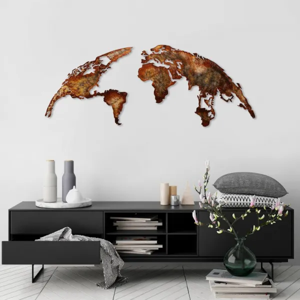 Dekoratívny kovový doplnok na stenu World Map Medium - 1