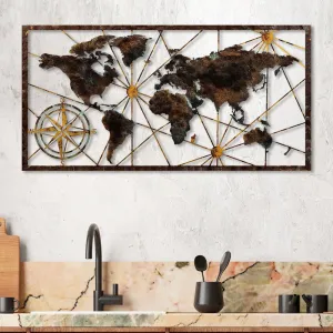 Dekoratívny kovový doplnok na stenu World Map Large - 1