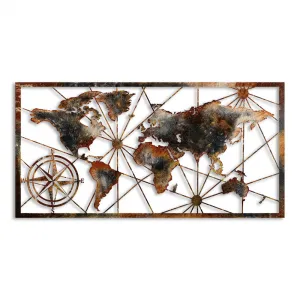 Dekoratívny kovový doplnok na stenu World Map Large - 3