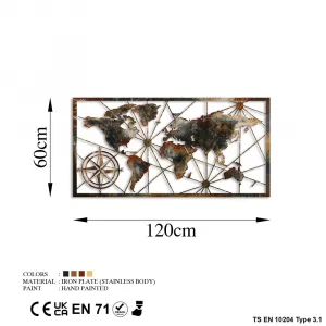Dekoratívny kovový doplnok na stenu World Map Large - 3