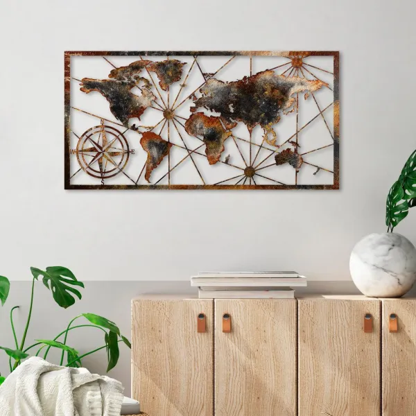 Dekoratívny kovový doplnok na stenu World Map Large - 3
