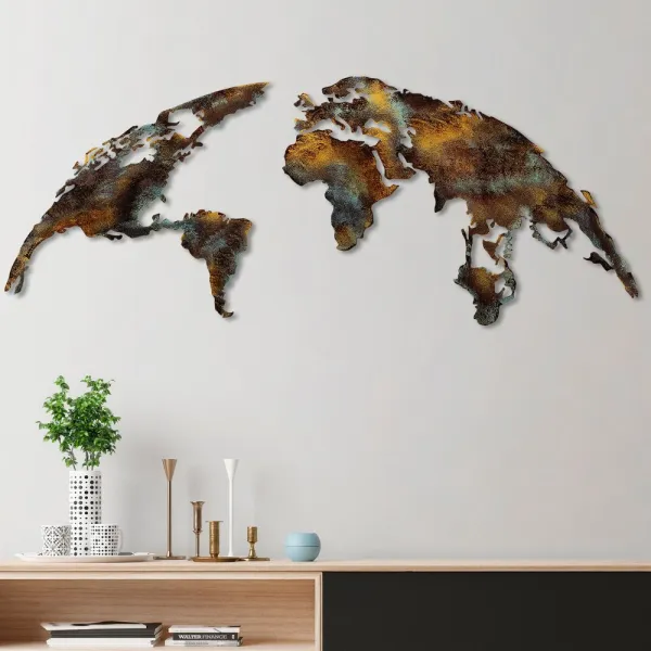 Dekoratívny kovový doplnok na stenu World Map Medium - 3
