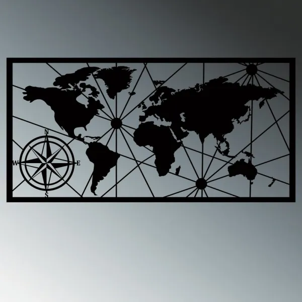 Dekoratívny kovový doplnok na stenu World Map Led 452