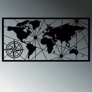 Dekoratívny kovový doplnok na stenu World Map Led 452