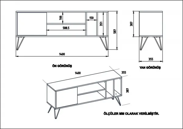 TV stolík Mistico (140) - Walnut, White