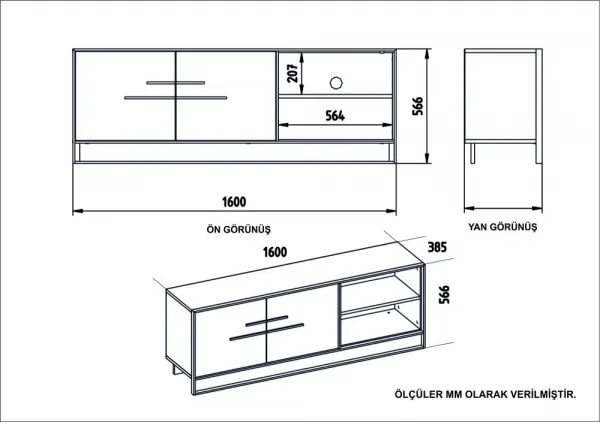 TV stolík Polka - Black