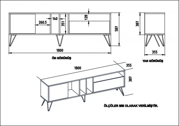TV stolík Mistico (180) - Walnut, White
