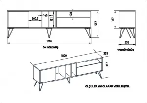 TV stolík Mistico (180) - Walnut, White