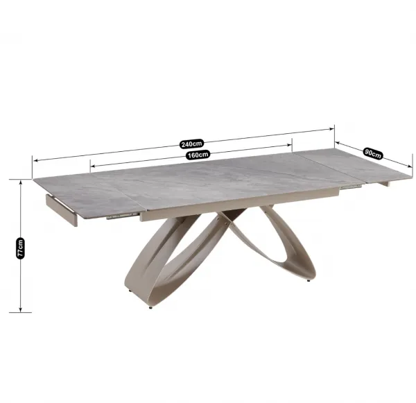 JAKS Rozkladací stôl Luigi 160 - 240 cm sivý mramor