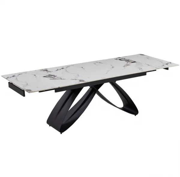 JAKS Rozkladací stôl Luigi čierny 160 - 240 cm biely mramor