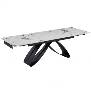 JAKS Rozkladací stôl Luigi čierny 160 - 240 cm biely mramor