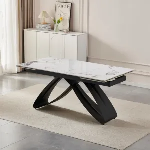 JAKS Rozkladací stôl Luigi čierny 160 - 240 cm biely mramor