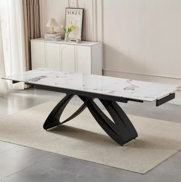 JAKS Rozkladací stôl Luigi čierny 160 - 240 cm biely mramor