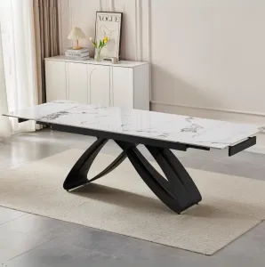 JAKS Rozkladací stôl Luigi čierny 160 - 240 cm biely mramor